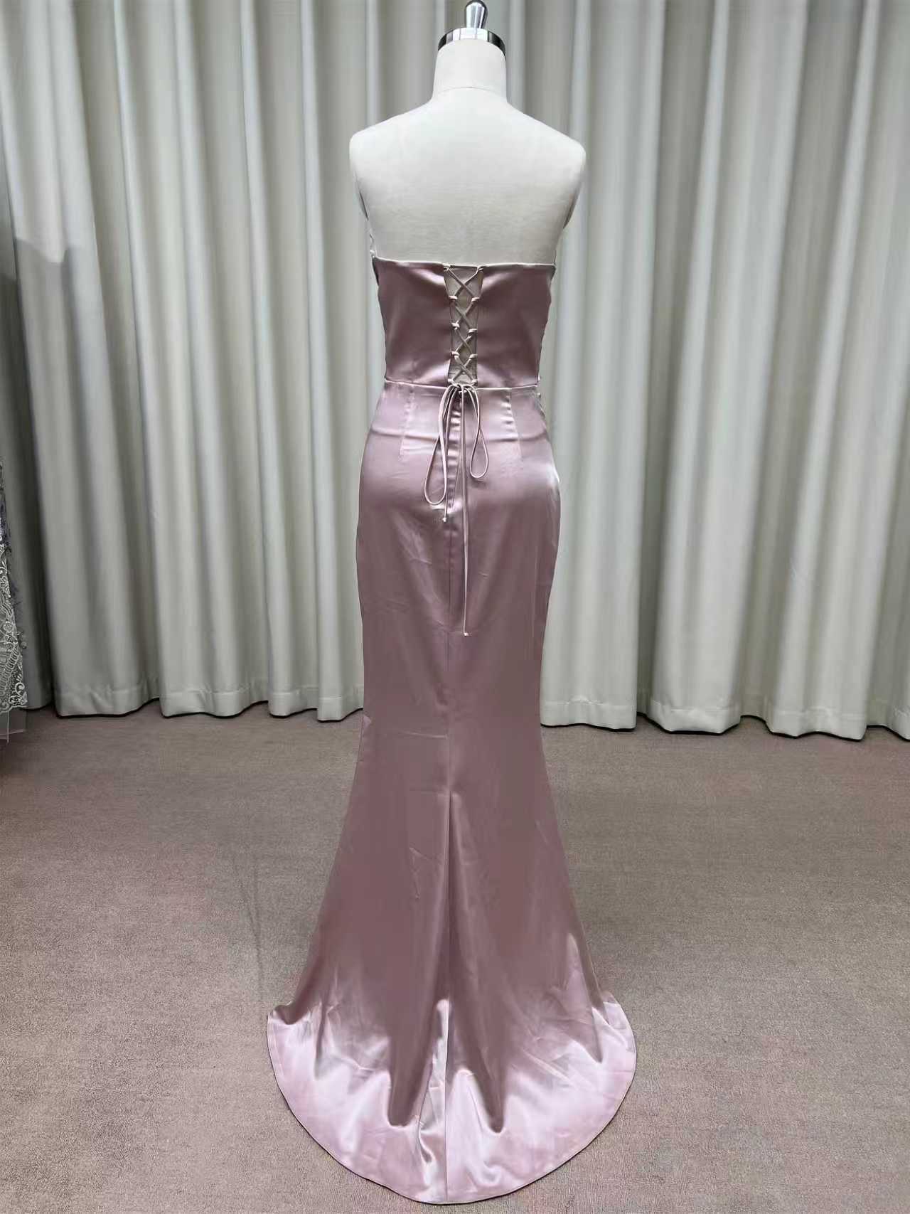 サテン マーメイドドレス｜サイズ・色変更可 シンプル上品 ロングドレス 結婚式・前撮り