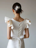 オーガンジーフラワーとパール風ビーズのブライダルヘッドドレス｜花嫁ヘアアクセサリー｜前撮り・結婚式