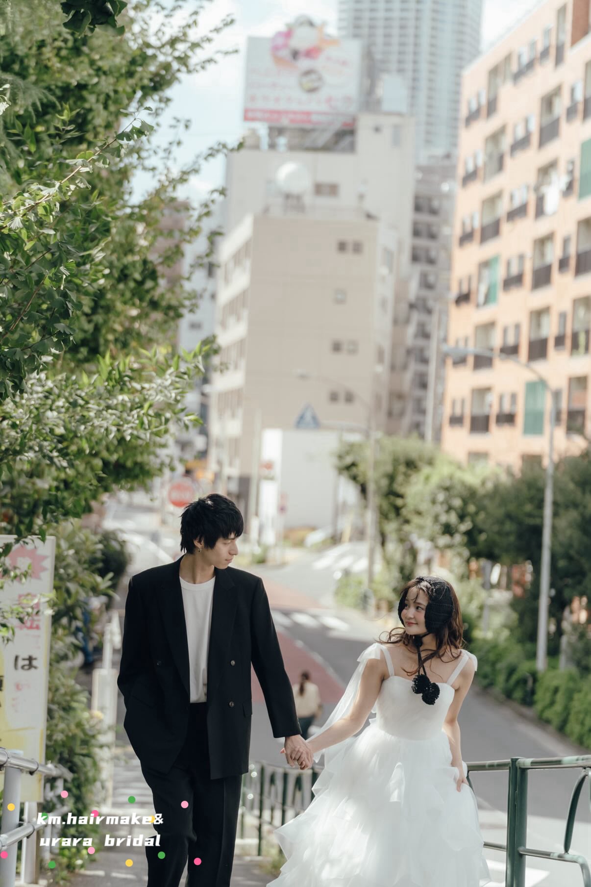 【@km.hairmakeコラボ】ふんわりチュールAラインドレス｜肩リボン