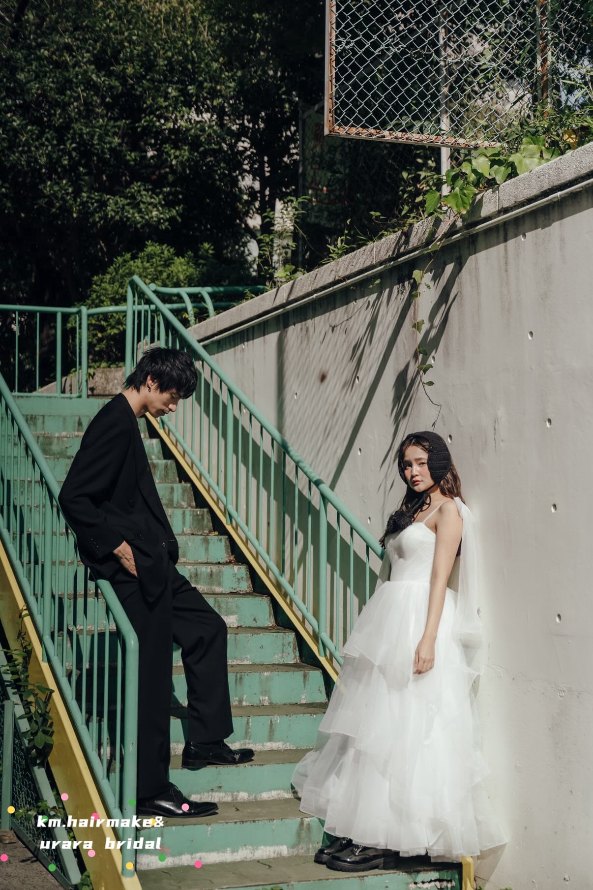 【@km.hairmakeコラボ】ふんわりチュールAラインドレス｜肩リボン